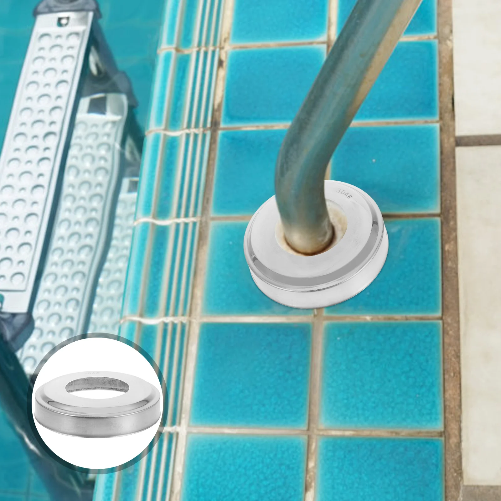 

2 Pcs Ladders Handrail Decorative Cover Covers for Inground Pools Decorate Accessories Silver above
