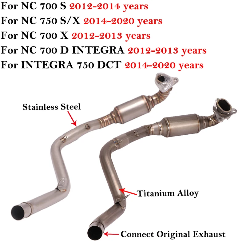 

For Honda NC750 X S NC700 NC700X NC700S DCT 2012 - 2020 Motorcycle Exhaust Escape Front Link Pipe Titanium Alloy Without Muffler