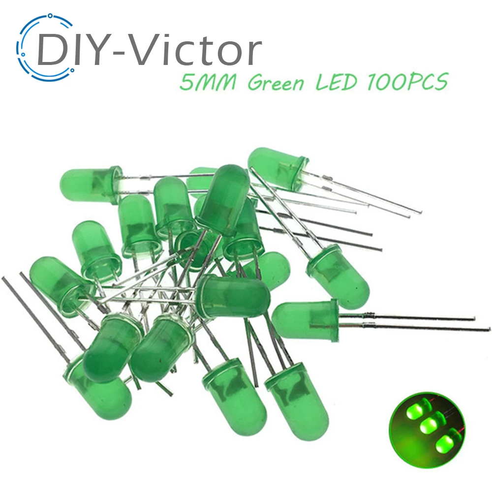 5Colors*20PCS=100PCS / 1Color=100pcs F3 F5 3MM 5MM LED Diode Light Assorted Kit Green Blue White Yellow Red COMPONENT DIY kit