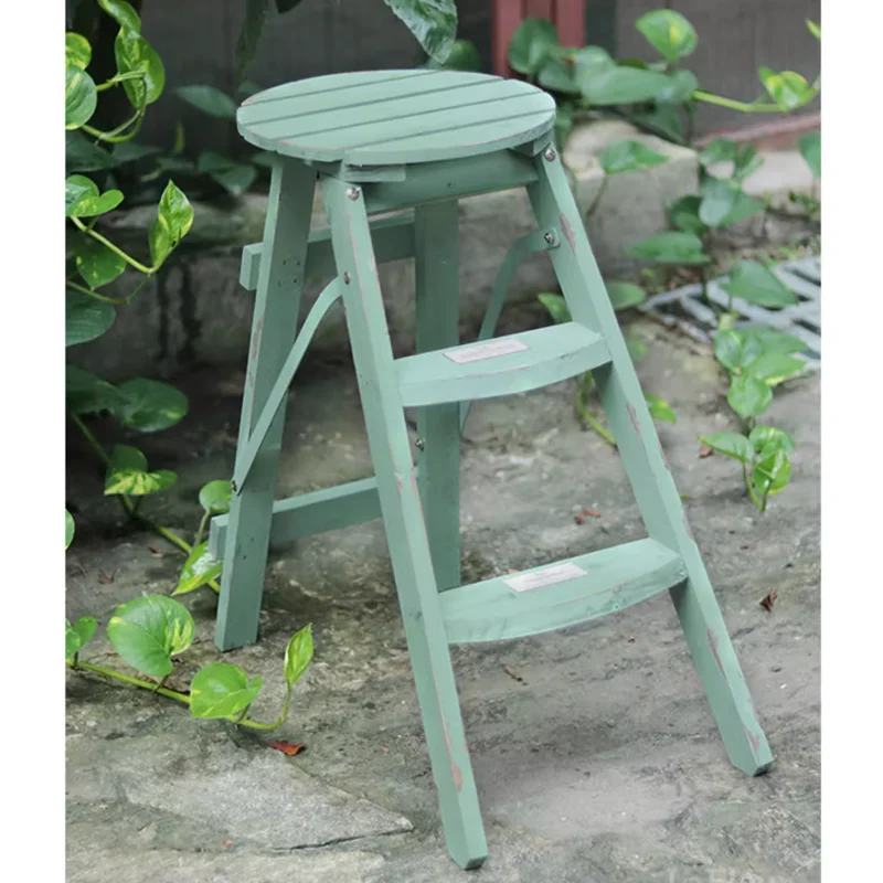 

Home Garden Indoor Outdoor Vintage Farm Versatile Wood Ladder Stool Display Rack