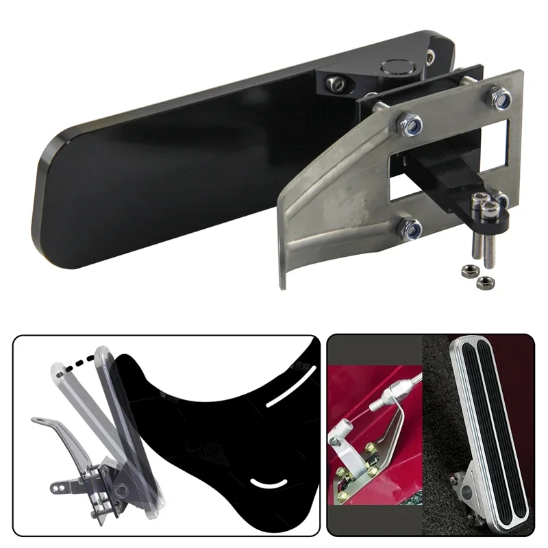 Universal Billet Floor Mount  Upgrade Your Hot Rod's Style with a Sleek  Gas Throttle Pedal Fits Chevy Ford Mopar Silver/Black