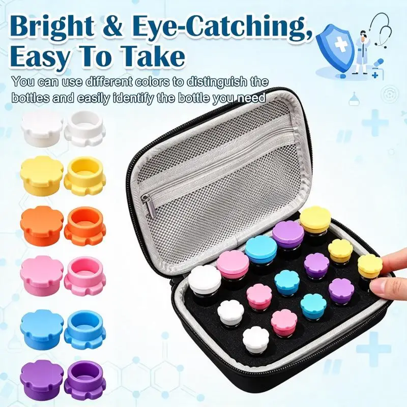 8Pcs/Set Silicone Peptide Vial Protective Caps, Reusable Dust-Resistant Lids for Insulin Bottles