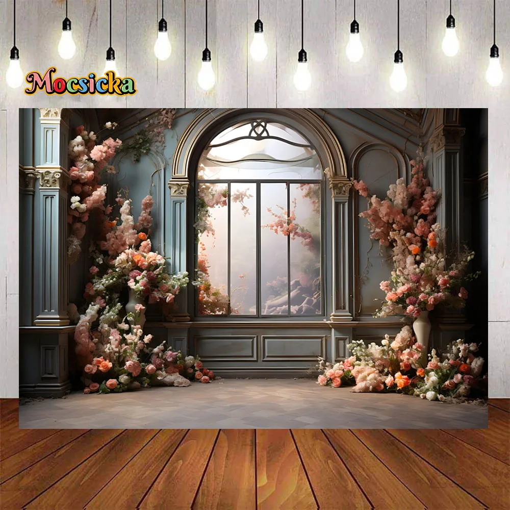 Fond de photographie de studio pour ALTERArt, photo rétro, fenêtre de palais, peinture à l'huile, décors de Bergame, nouveau-né, photozone d'enfant