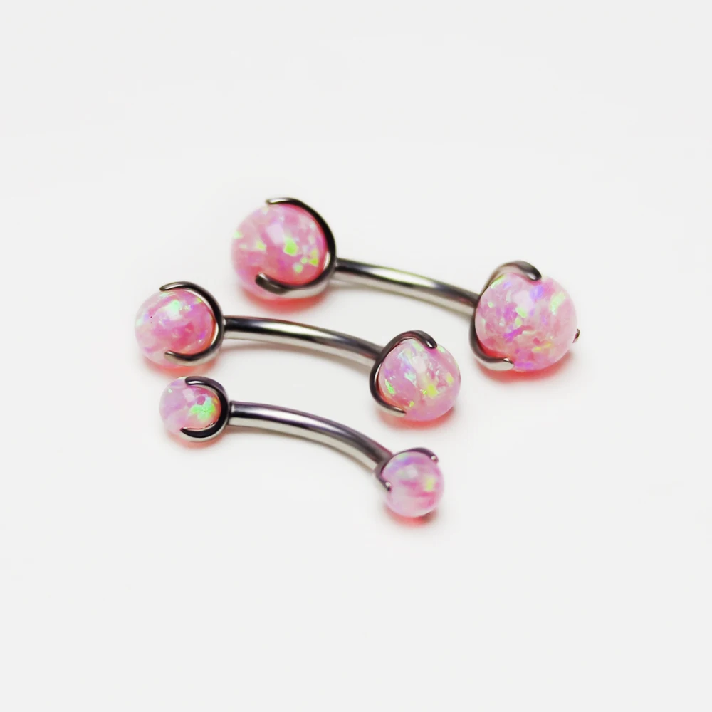 G23 Titanium 3-5mm Opal Eyebrow Piercing Curved Barbell Eyes Bulk Eyebrow Cartilage Ring Bite Labret Tragus Piercing Wholesale