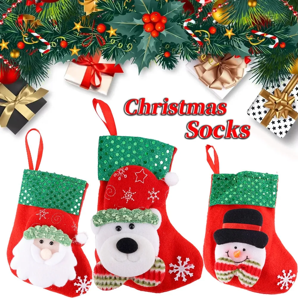 

Cartoon fabric Christmas socks Old man snowman pattern socks Christmas tree hanging decoration Christmas Day decoration supplies