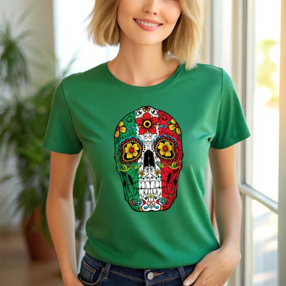 

Dia De Muertos Sugar Skull Men Women Mexican Flag Shirt Traditional Festival Costumes 2025 Latest Trendy Style Streetwear