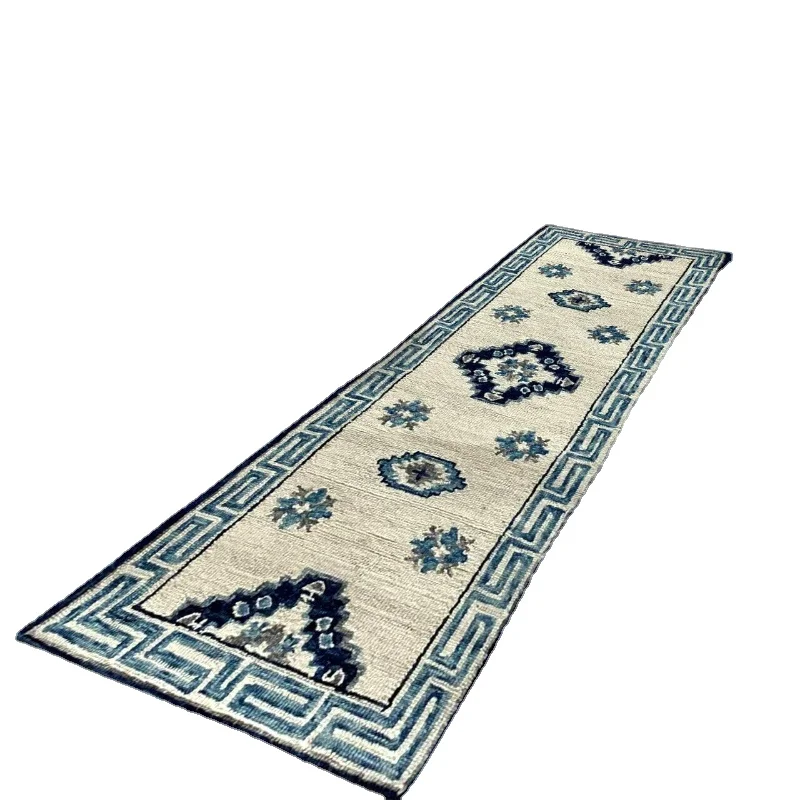 Luxury carpet for living room Blue and  Bordered Runner Rug - Home Decor rugs for bedroom