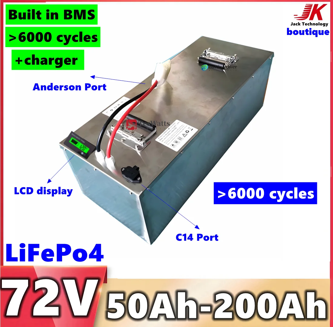 

JK LiFePo4 72V 50Ah 60Ah 70Ah 80Ah 100Ah 150Ah 200Ah Lithium Battery for Electric Motorcycle Tricycle Four Wheeler Mini EVCar,RV