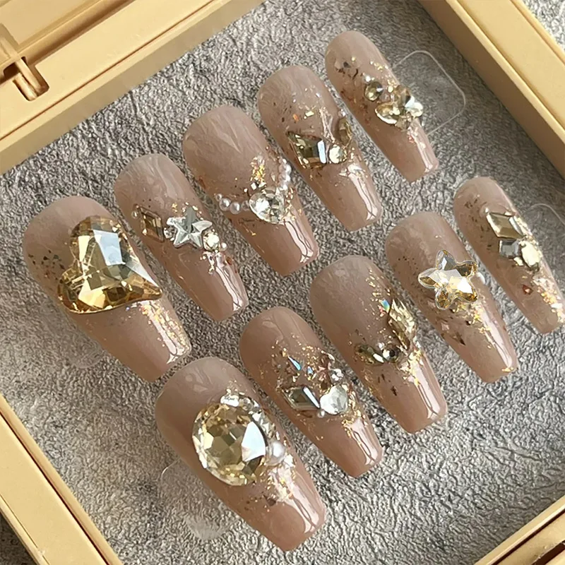 10pcs/Bag Hot Selling Nail Accessories Diamond Champagne Serie Nail Charms Pointed Bottom Irregular Multi Cut Bare Crystal Decor