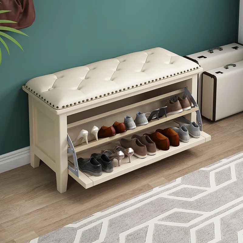 

Solid wood shoe changing stool can be sat at the door of the home, shoe cabinet, integrated bench