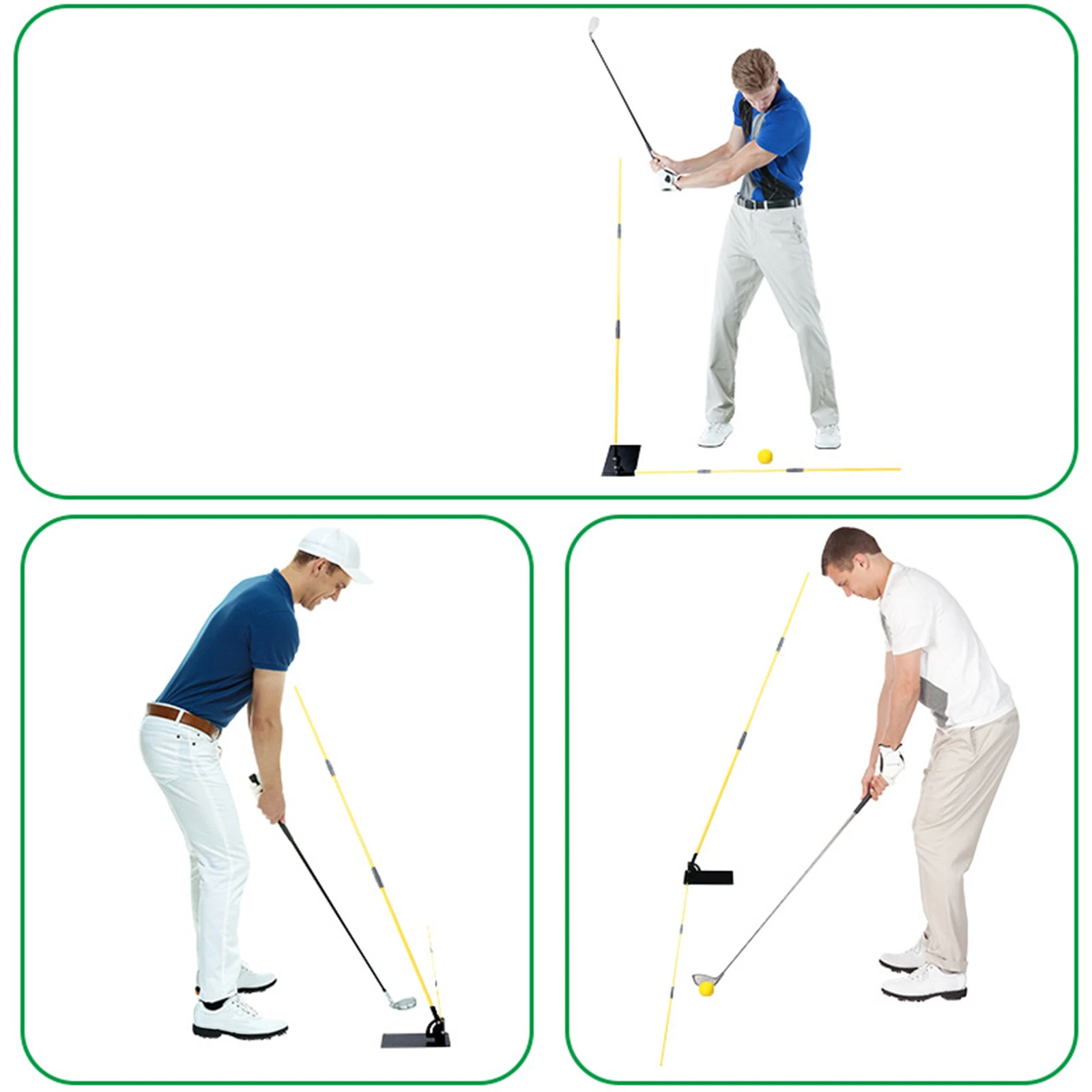 Golf Alignment Stick Holder Set Practice Plate Black Golf Training Aid Portable Equipment Adjustable for Golfer Exercise Swing