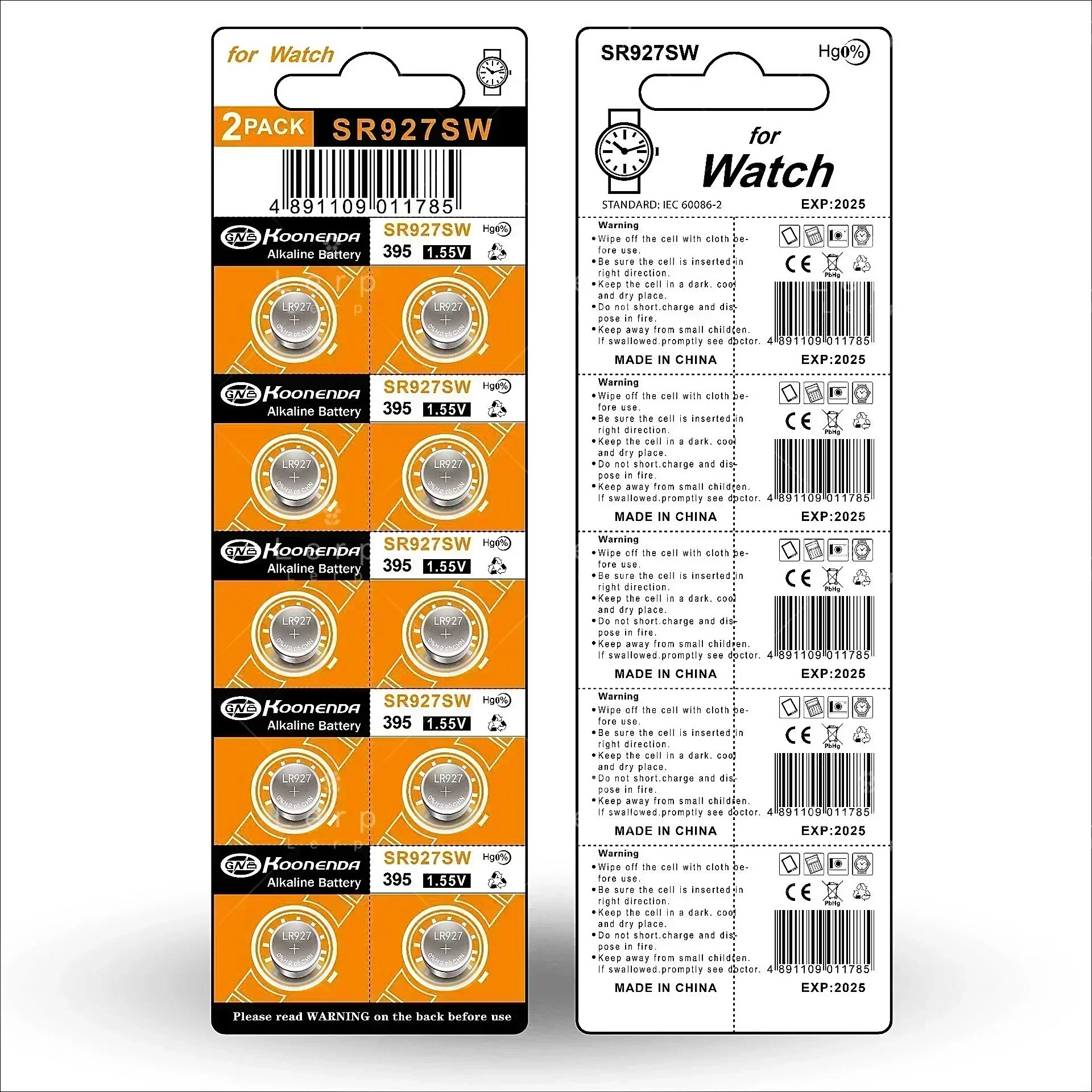 New 2025! High - Capacity AG7 (LR927/SR927SW/399/395) 1.55V Button Batteries - Ideal for Watches, Toys and Calculators