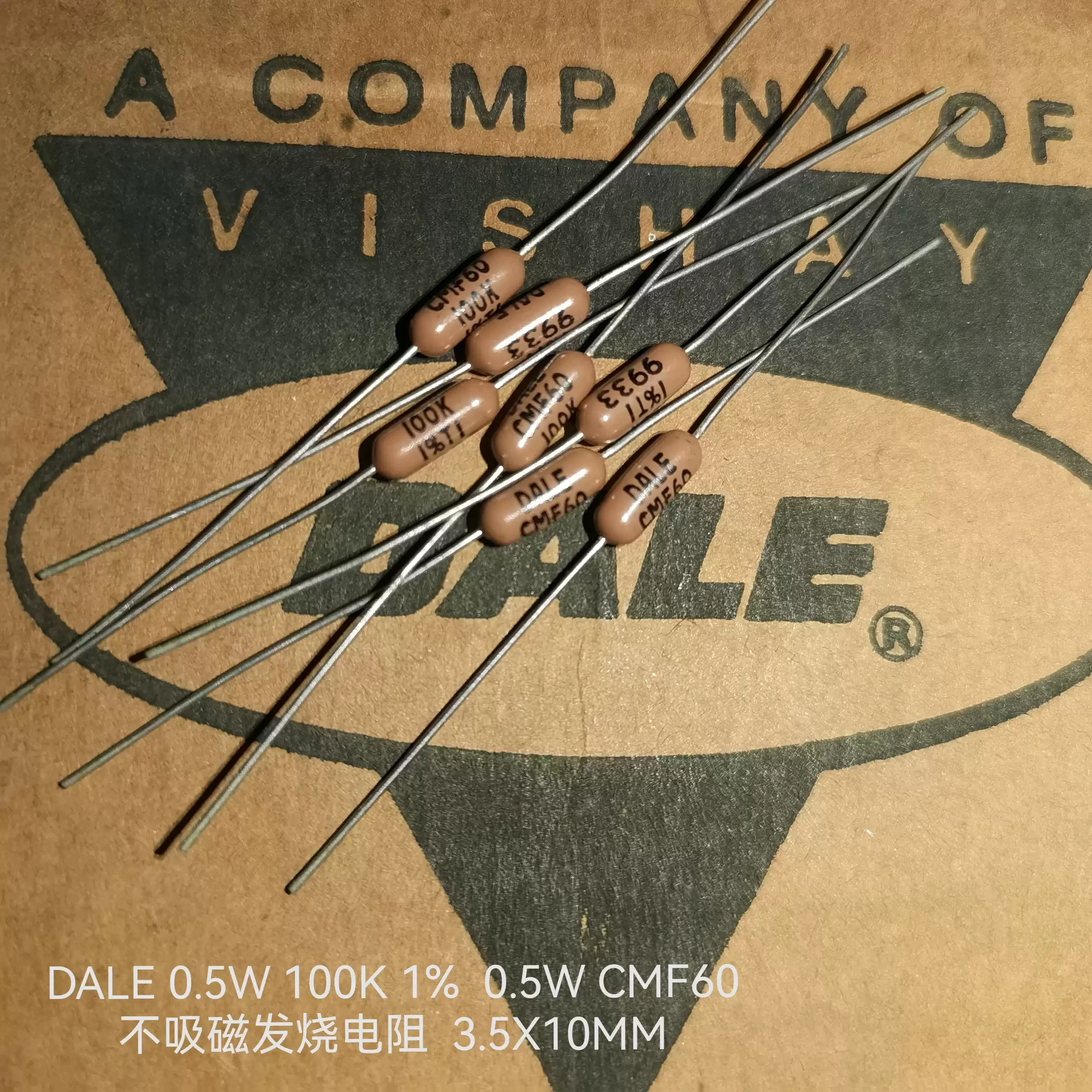 DALE 0.5W 100K 1% 0.5W CMF60 non-magnetic fever resistor 3.5X10MM