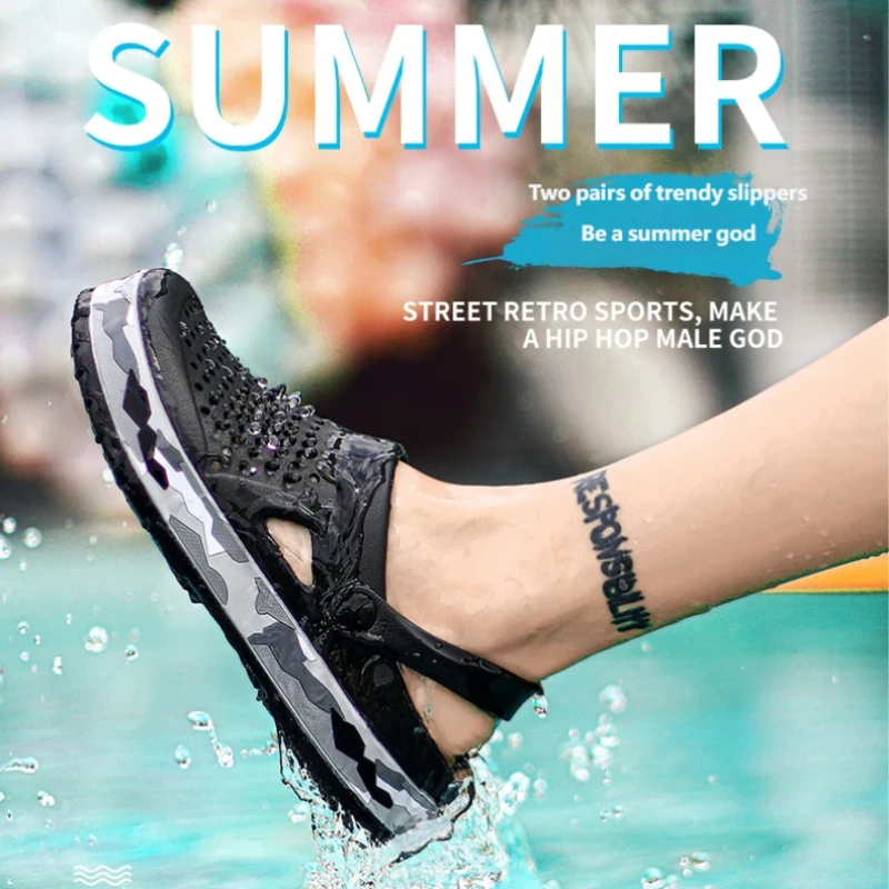 

Мужские премиальные сабо из ЭВА с толстой подошвой, двусторонние, дышащие, нескользящие, на платформе, для улицы, пляжа и повседневной носки