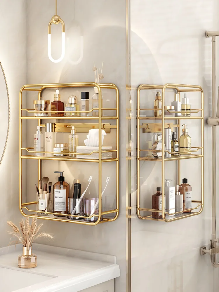 

Light Luxury Bathroom Rack Acrylic Punch-Free Washstand Wall Cosmetics Wall Hanging Bathroom Toilet Storage