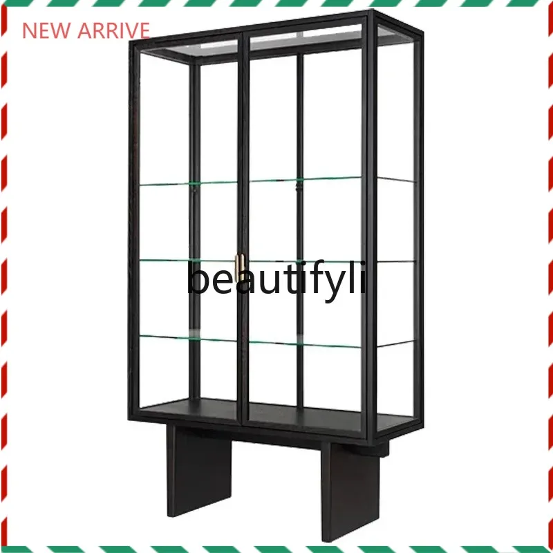 

D2520 Entrance rack, dining side cabinet, wabi-sabi modern simple French glass transparent display cabinet