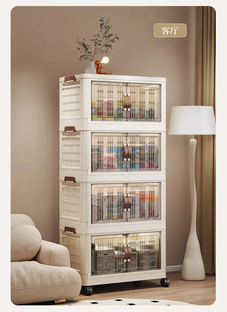 

Foldable Storage Cabinet – No Assembly Portable Organizer for Toys, Snacks, Kitchen & Closet, Multi-Use Folding Rack for Home