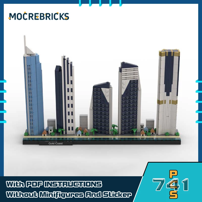 Modular Building Blocks Gold Coast Skyline Creative Bricks Urban Skyscraper Architecture Model Desktop Decoration Toy Kids Gift