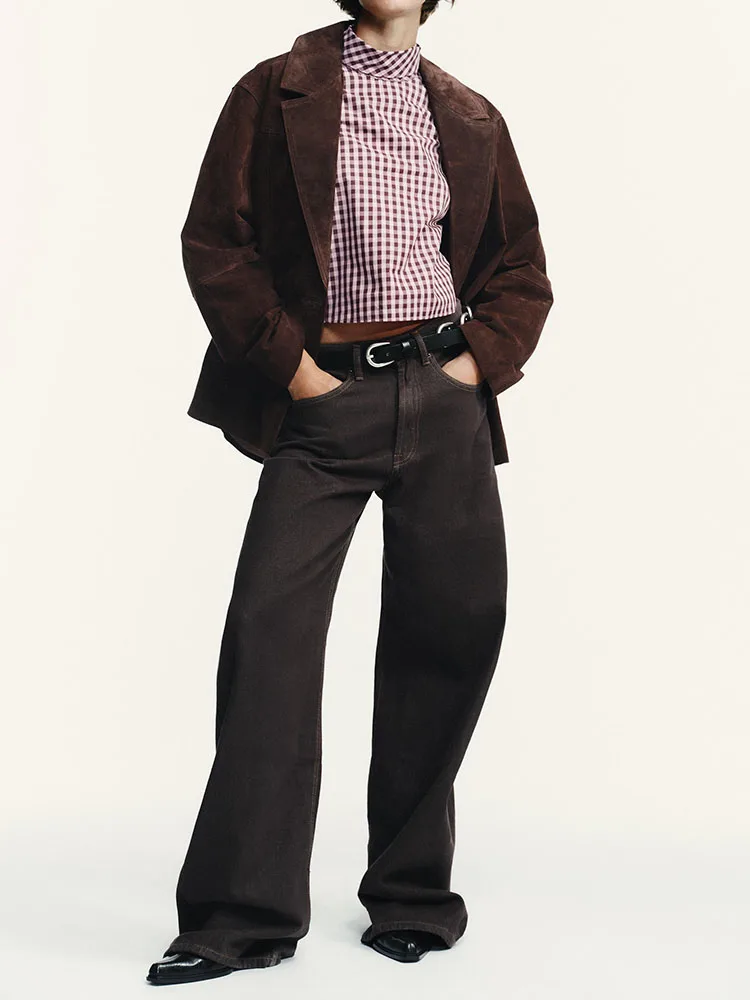 2025年秋新作 レディースファッション レザー風スエード ルーズスーツジャケット エレガント 高品質 長袖 ボタン留めコート