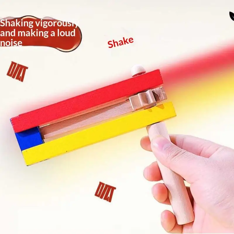 New 1Pc Wooden Clapper Kids Rhythm Wood Percussion Instrument Long Handle Castanet For Children Educational Musical Instrument