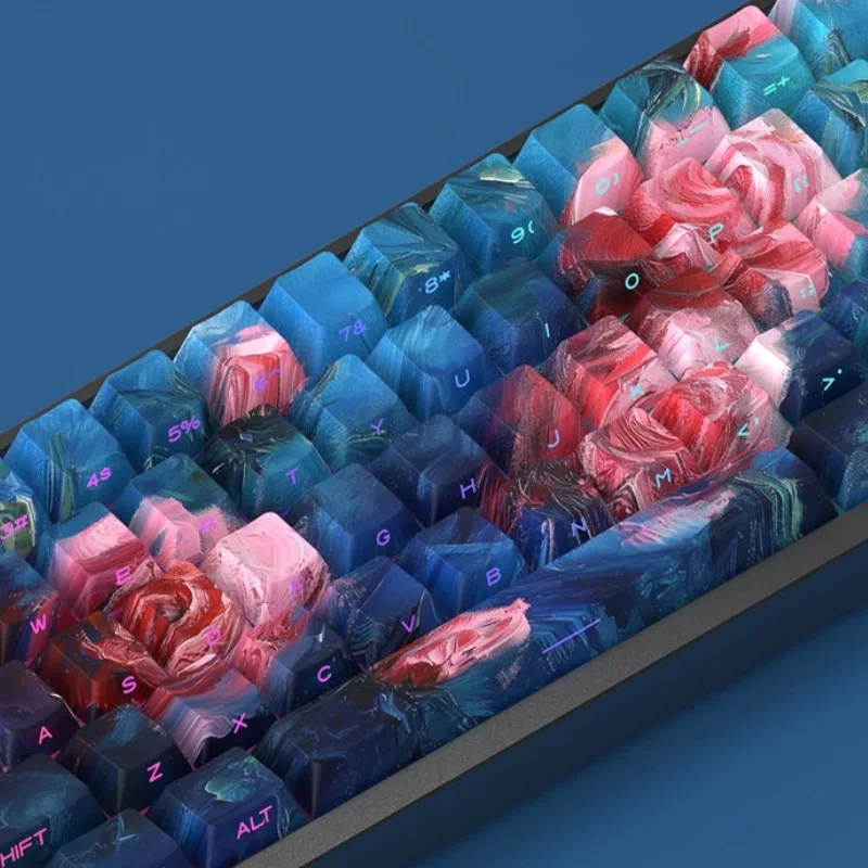 Rose Elegy Theme Keycaps Set Customization PBT Sublimation Cherry Profile Keyboard Caps for Mechanical Keyboard Accessories