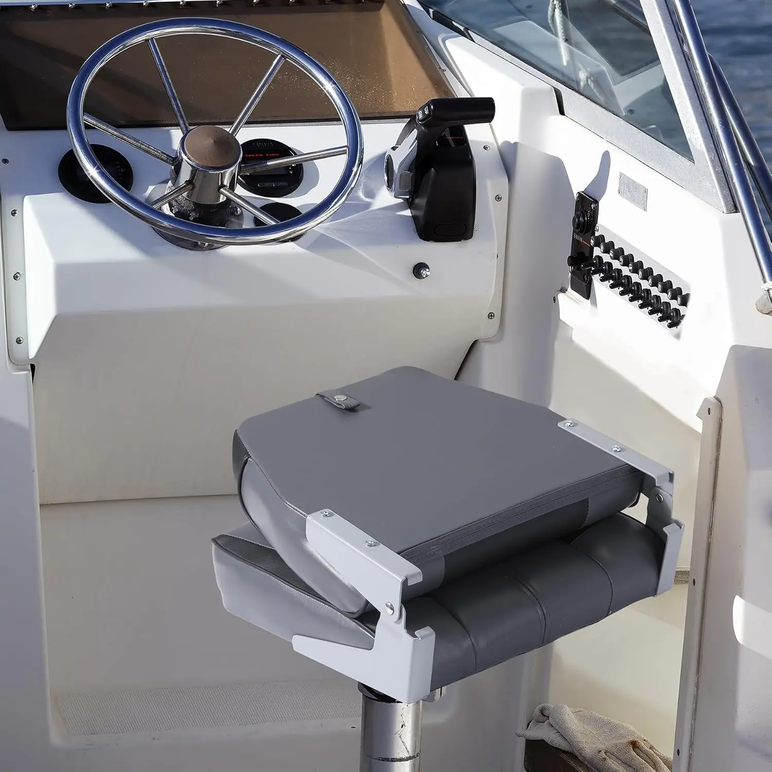 2 Pack Boat Seats Fold-Down Fishing Boat Chair with Thickened Sponge Padding and Hinge Boat Seats for Sightseeing Boat Speedboat