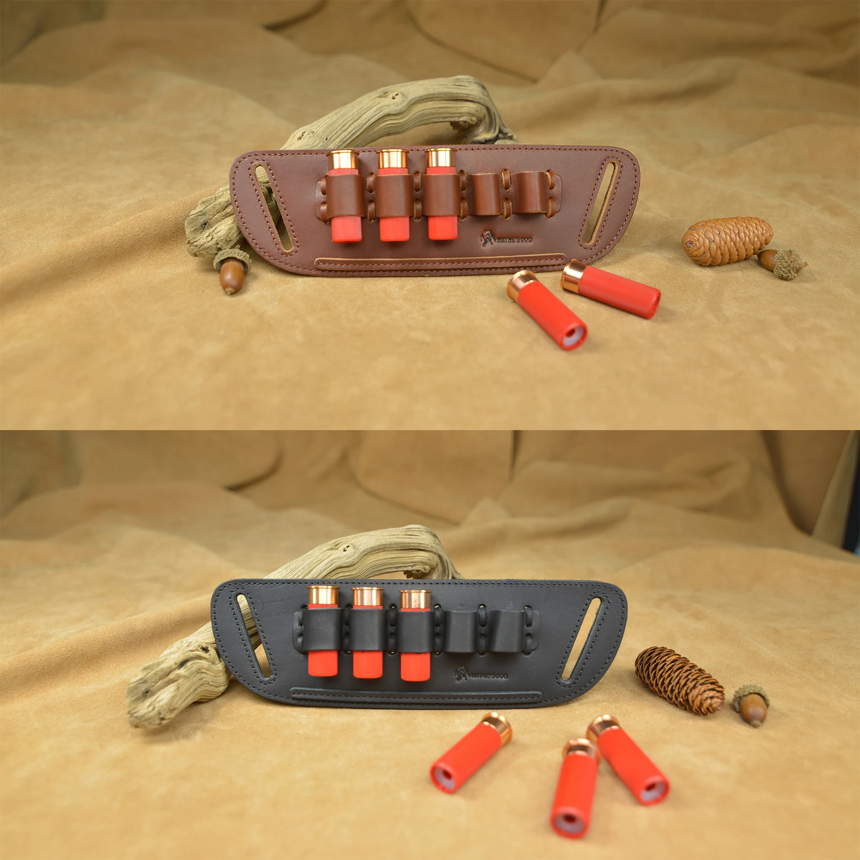 

Real Leather Cartridge Loop Holder Belt Slide Ammo Bullet Loops for 12GA/16GA Caliber