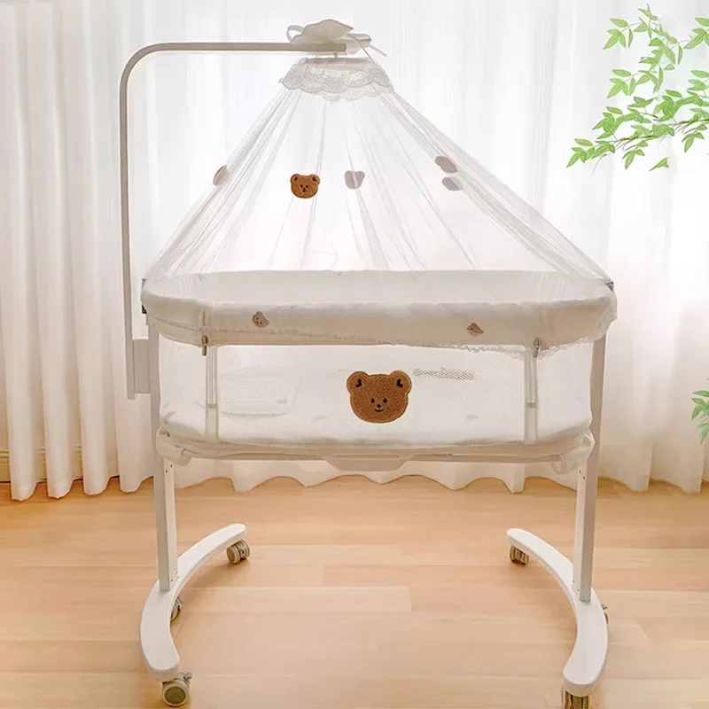 

Adjustable Newborn Bassinet with Wheels Portable Multi Functional Baby Crib with Detachable Mosquito Net, In-Stock Nursery Bed