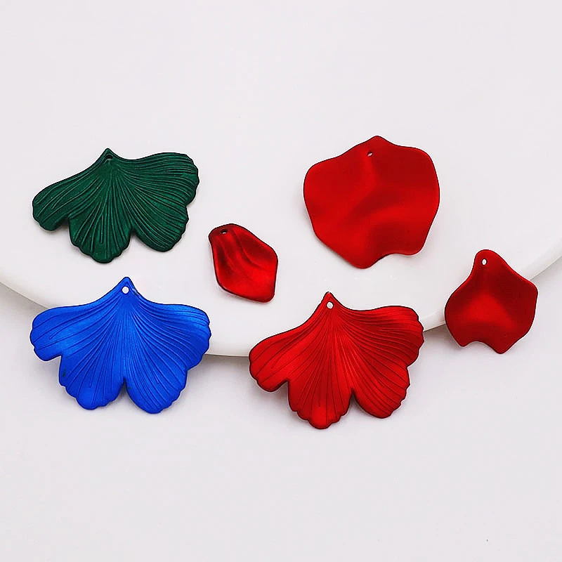 20pcs Red Green Blue Flower Petals Charms Pendants DIY Earrings Making Fashion Jewelry Findings Handwork Hair Accessories