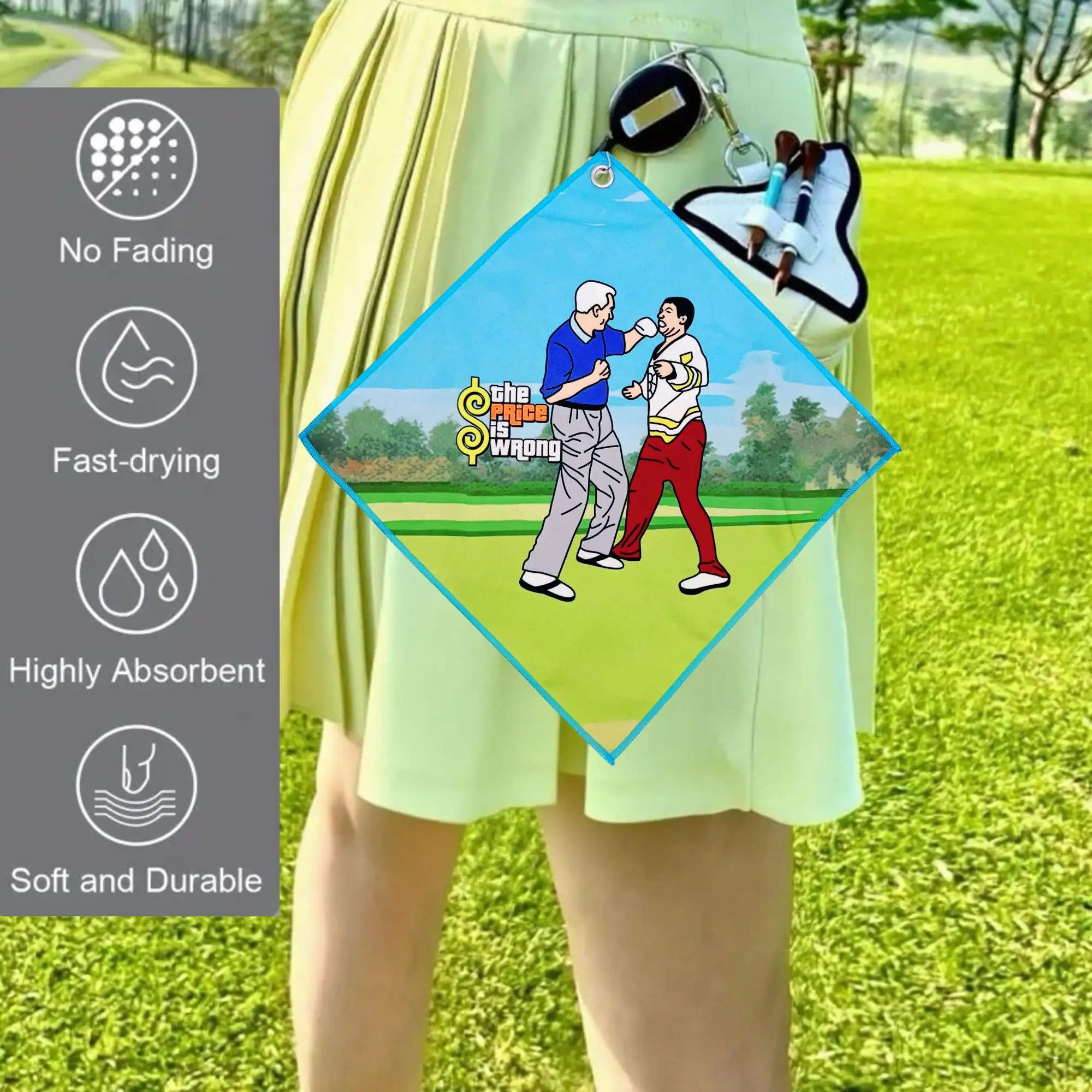 منشفة جولف فاخرة بتصميم جديد مع تصميم Happy Gilmore وإكسسوارات جولف مطبوعة على الوجهين فائقة الامتصاص وسريعة الجفاف #3