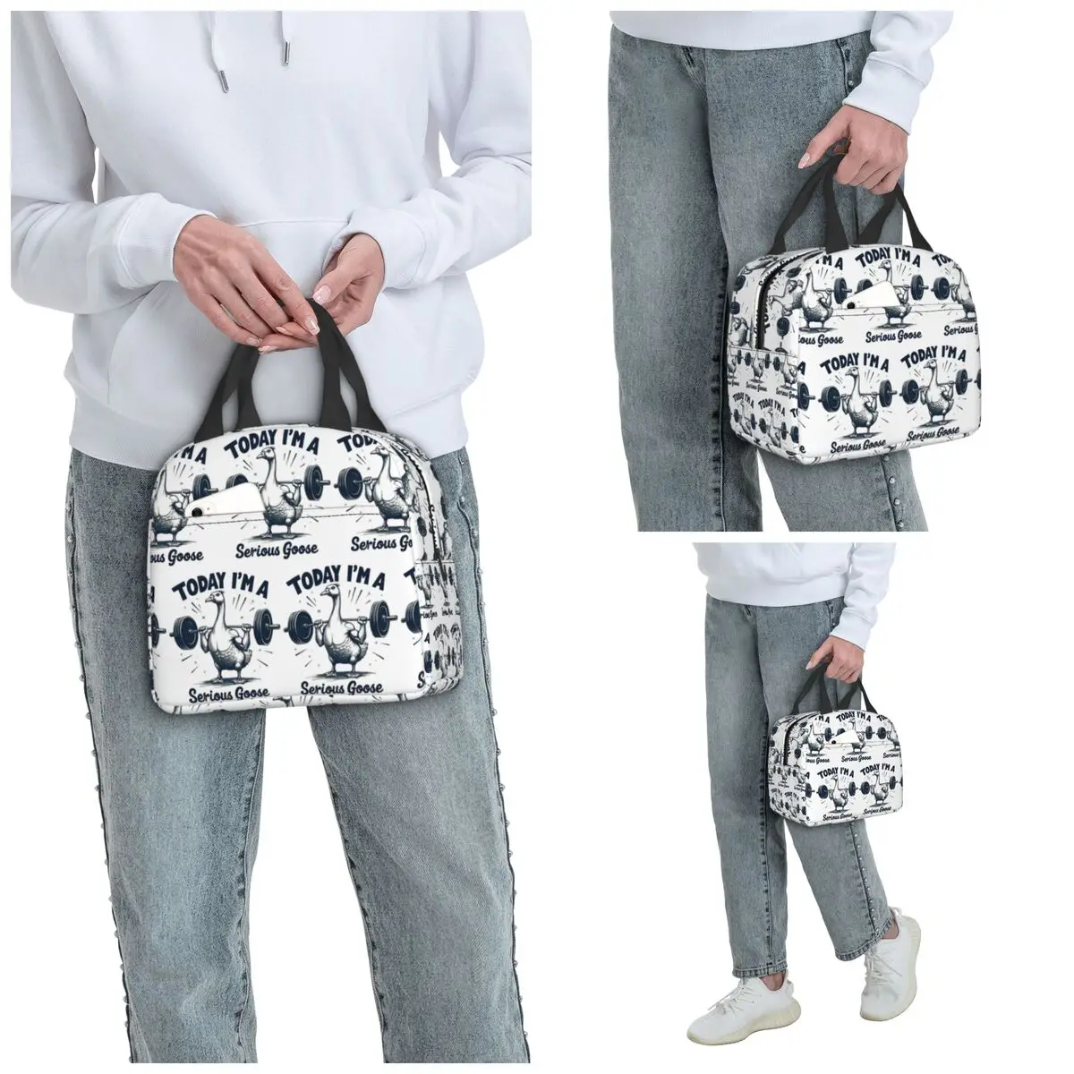 Today I'm A Serious Goose Lifting Weights Gym Insulated Lunch Bag for Kids School Cooler Thermal Food Box Tote Lunch Boxes