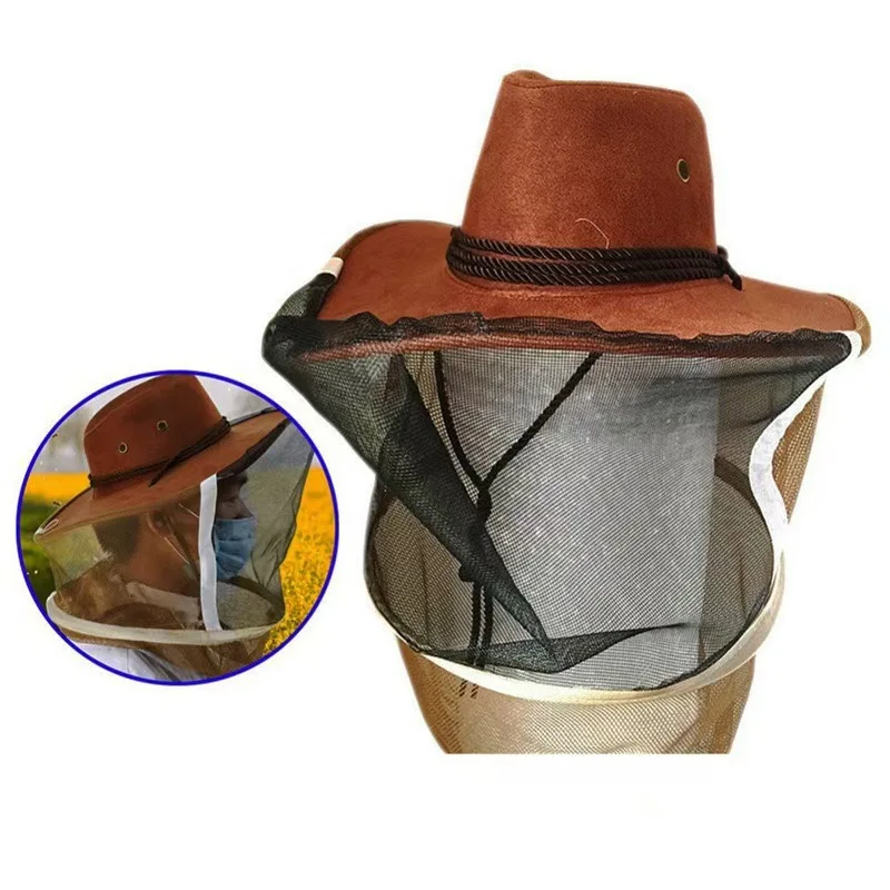 1Pcs Beekeeping Cowboy Hat Beekeeping Protector Cap Beekeeper Fly Insect Net Cowboy Comfortable Design Anti bee Hat