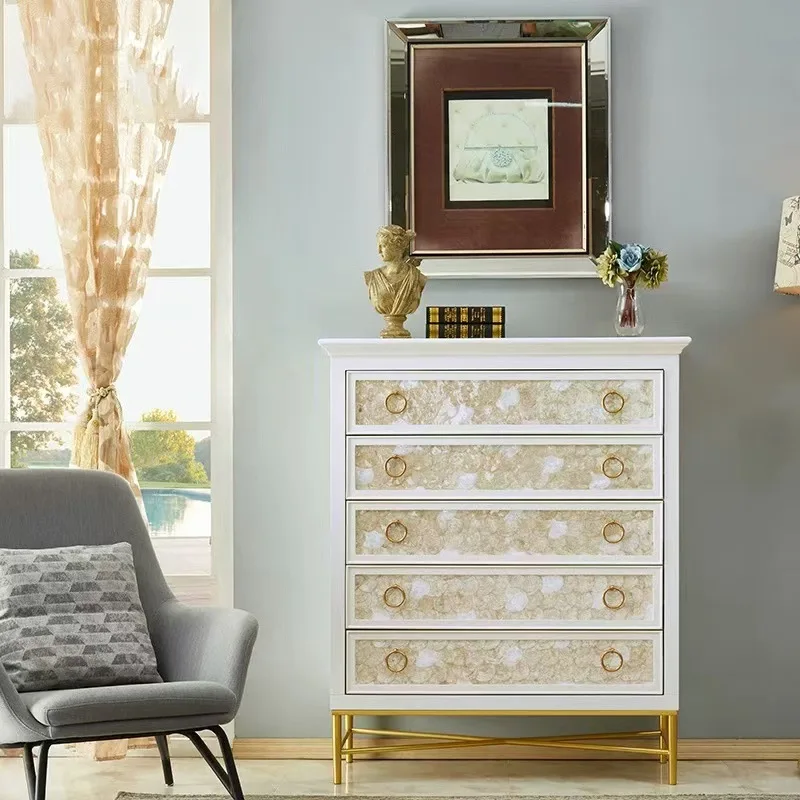 

Living room chest of drawers Nordic light luxury porch cabinet Bedroom locker American solid wood storage drawer cabinet
