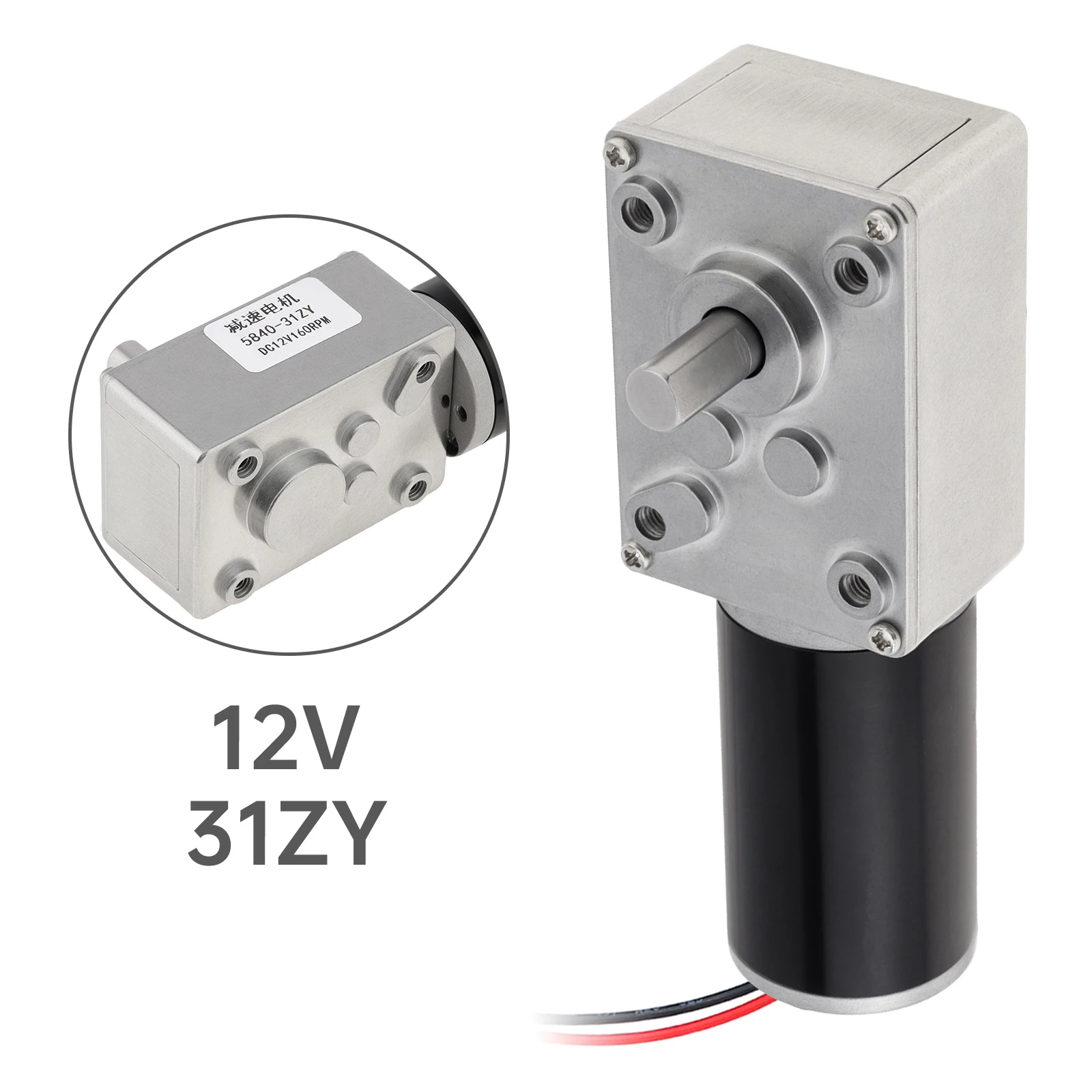 5840-31ZY DC Wormwielmotor 12V 12-470 RPM Zelfsluitende Omgekeerde Turbine Elektrische Versnellingsbak Motor Permanente Magneet Reductiemotor