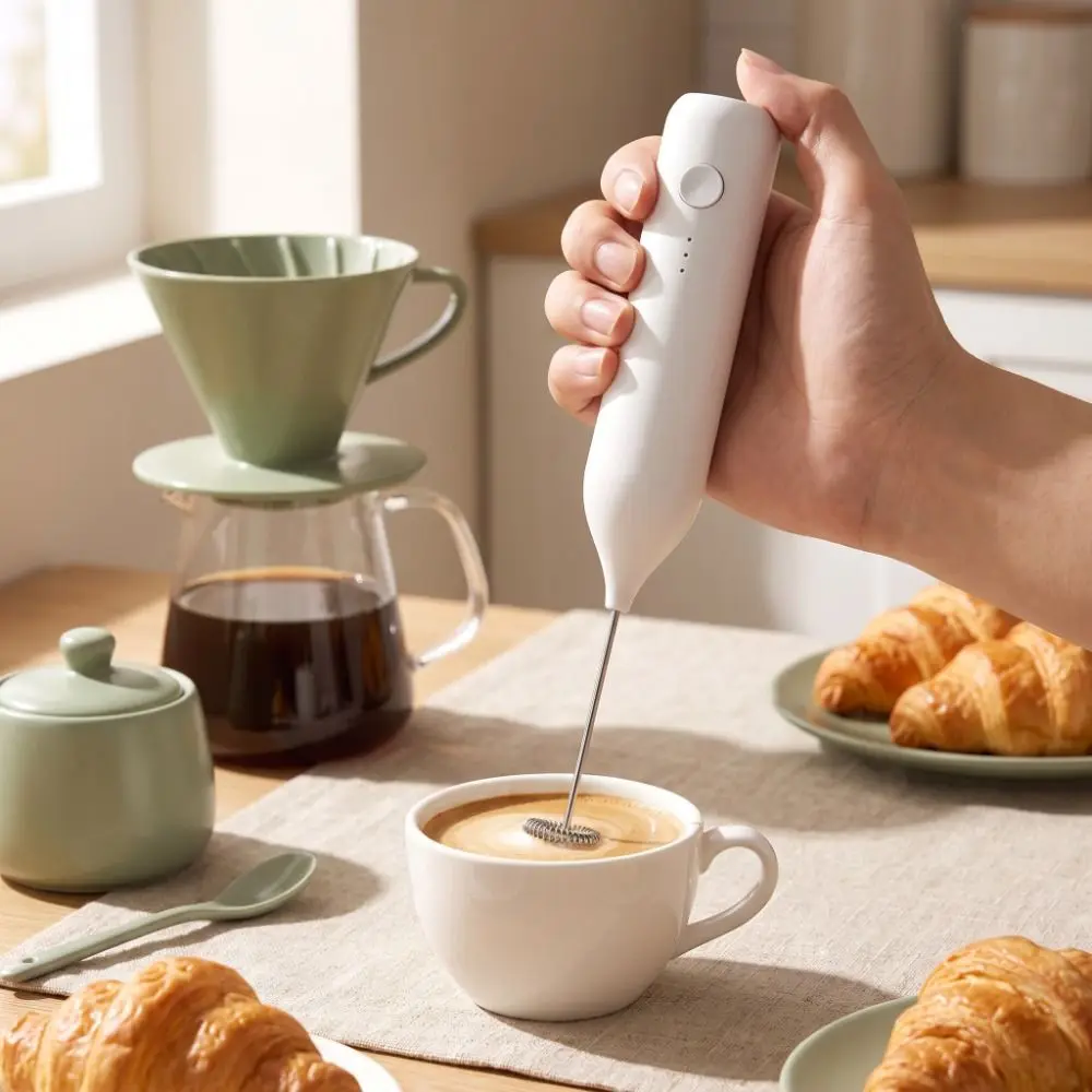 Powerful Milk Frother Portable Handheld Handheld Coffee Mixer 3 Speeds Comfortable Grip Electric Whisk Coffee Lovers