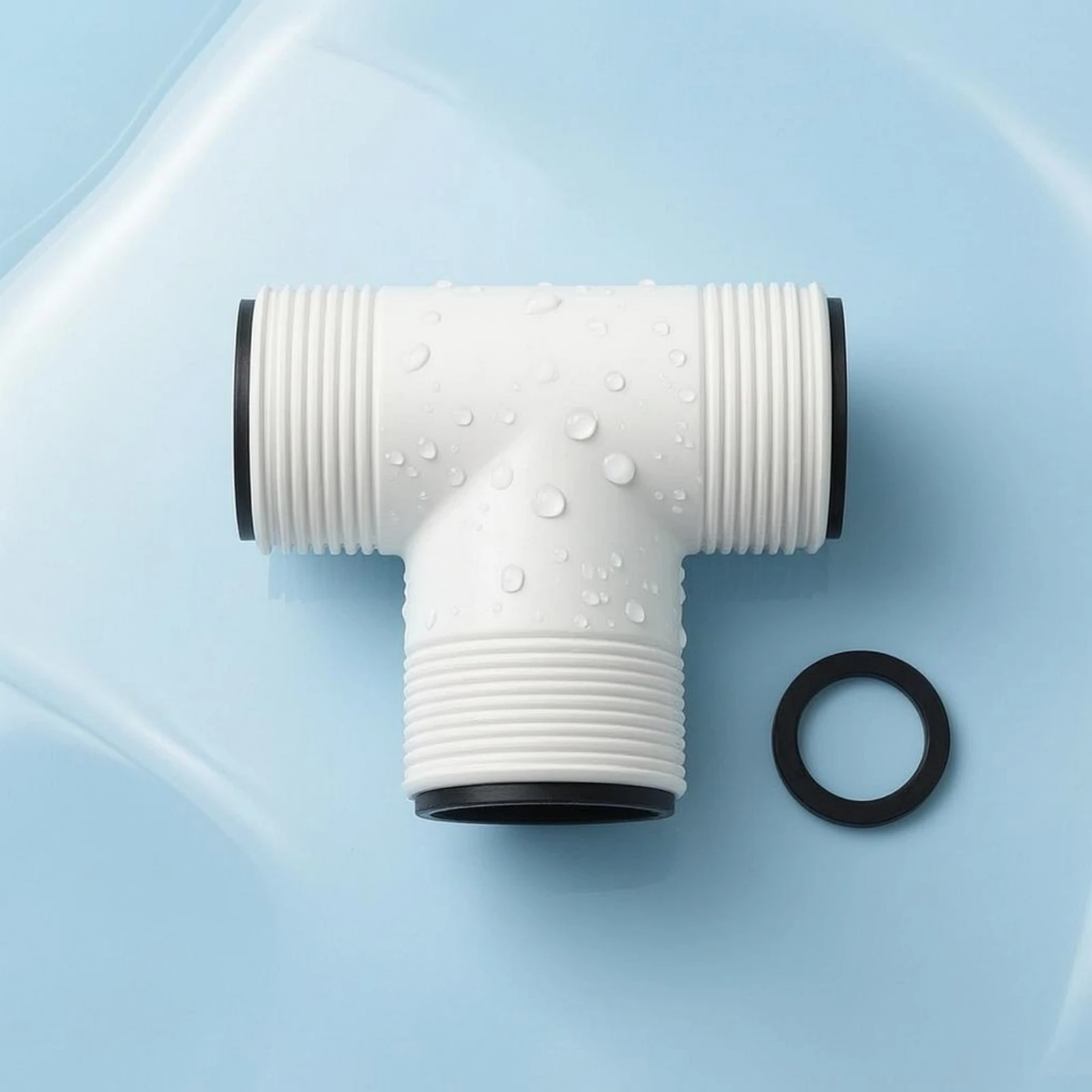 

Pool Hose Tee Connector Three-Port T-Shaped Hose Splitter Threaded Tee Connector 3-Way Water Circulation White
