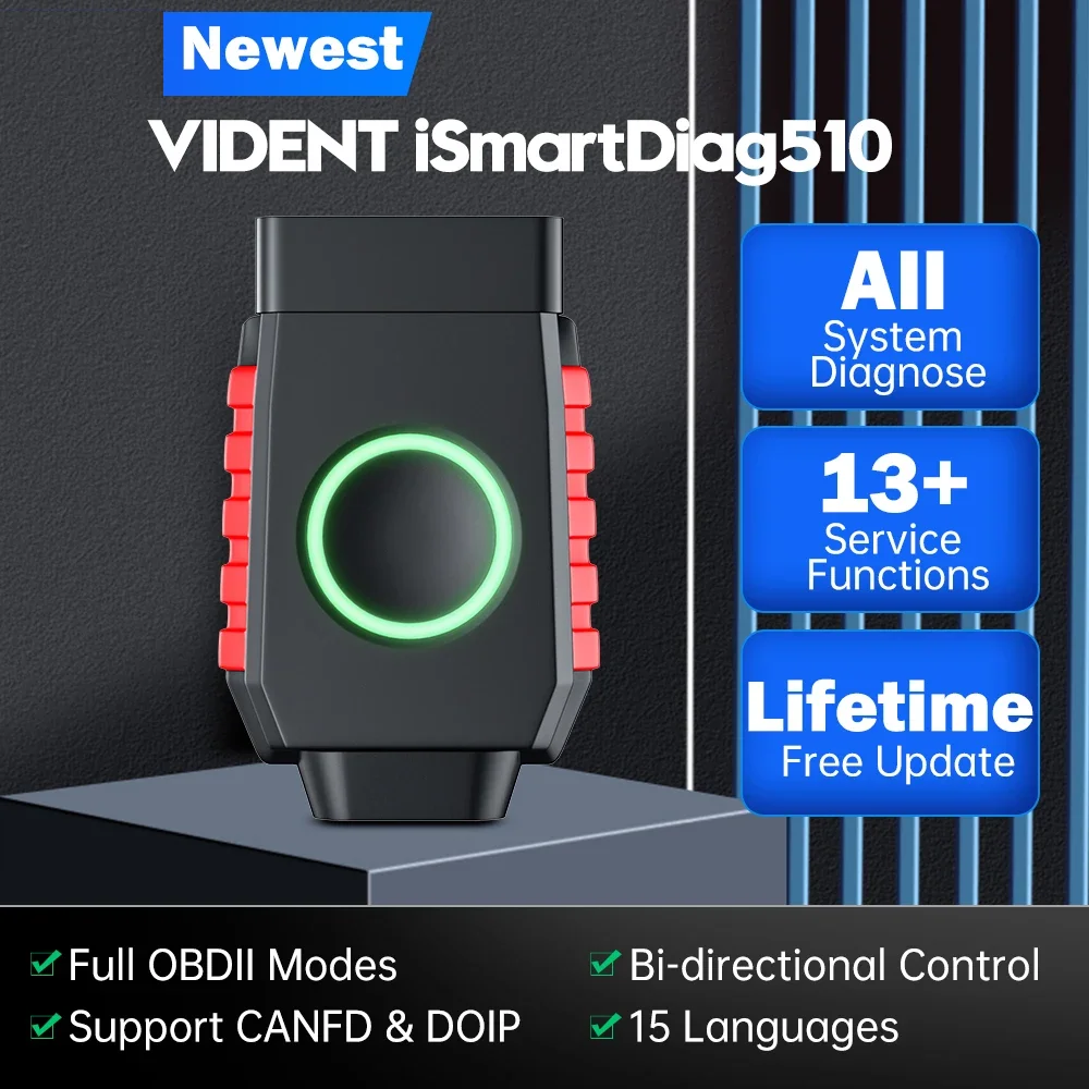 Scanner Vident iSmartDiag510 Obd2, diagnostico per tutti i sistemi, ripristino oltre 13, controllo bidirezionale, Doip e Canfd, aggiornamento