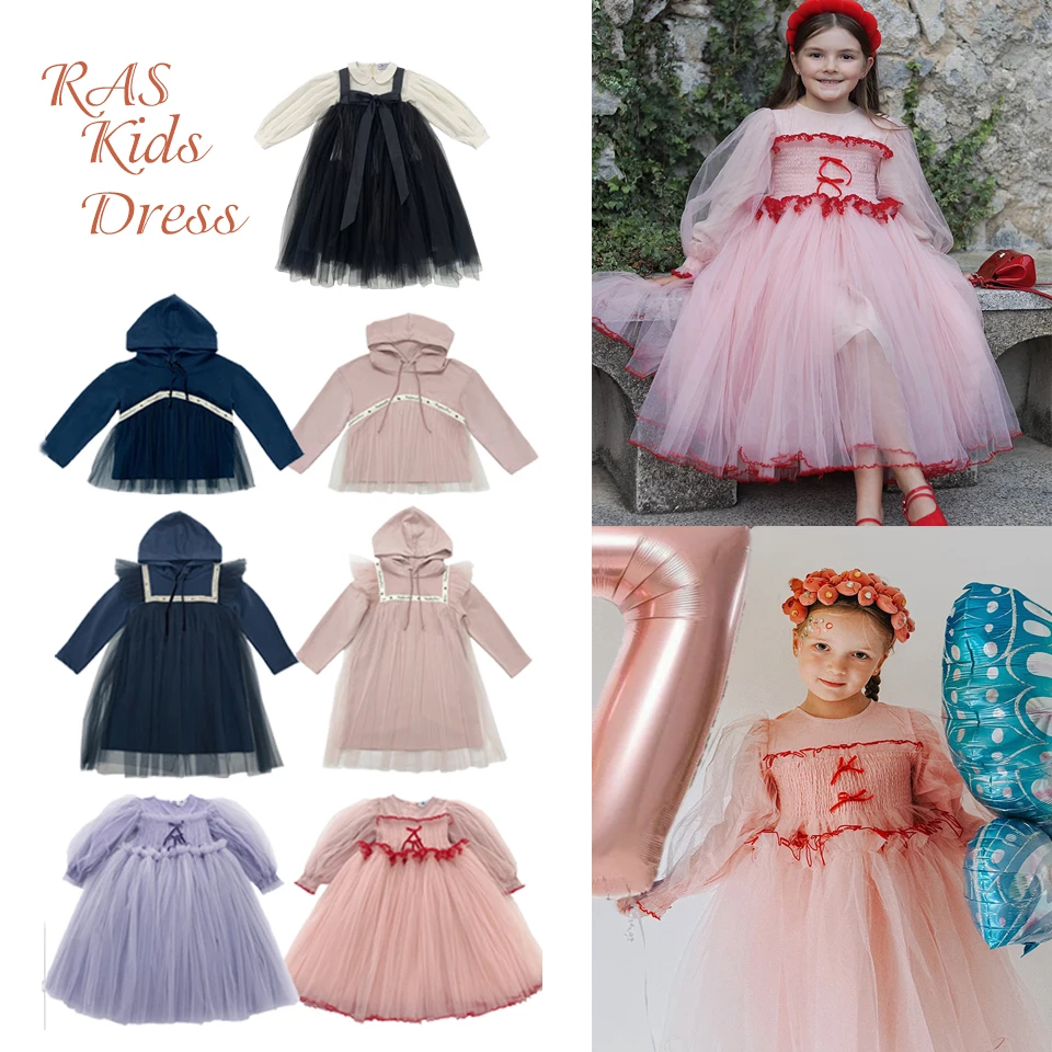 Ropa Infantil RAS, Sudaderas con Capucha para Niñas, Conjuntos de Pantalones, Vestidos de Princesa de Manga Larga, Vestidos para Fiestas Infantiles