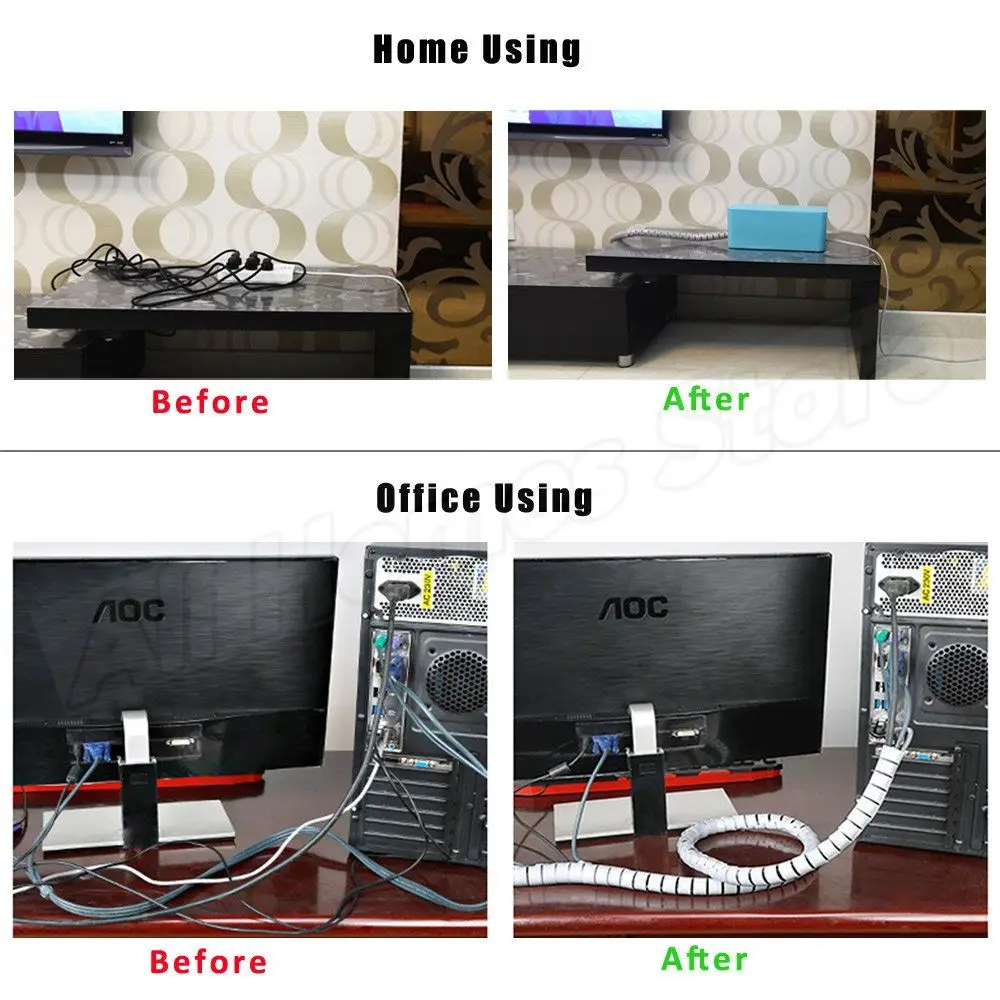 TMISHION Enroulement De Câble En Spirale Enroulement De Fil En Spirale Manchon De Câble Flexible