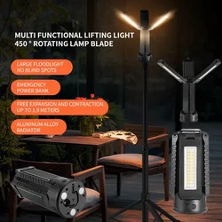 Multi-functional High Lumen Outdoor Portable Flashlight Telescopic Rod Collapsible Lamp Cob LED Camping Light