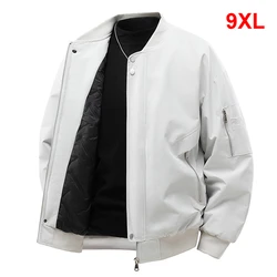 Chaquetas gruesas de invierno para hombre, chaqueta universitaria de Color sólido de talla grande 9XL, chaqueta de béisbol informal a la moda, abrigos para hombre de talla grande 9XL