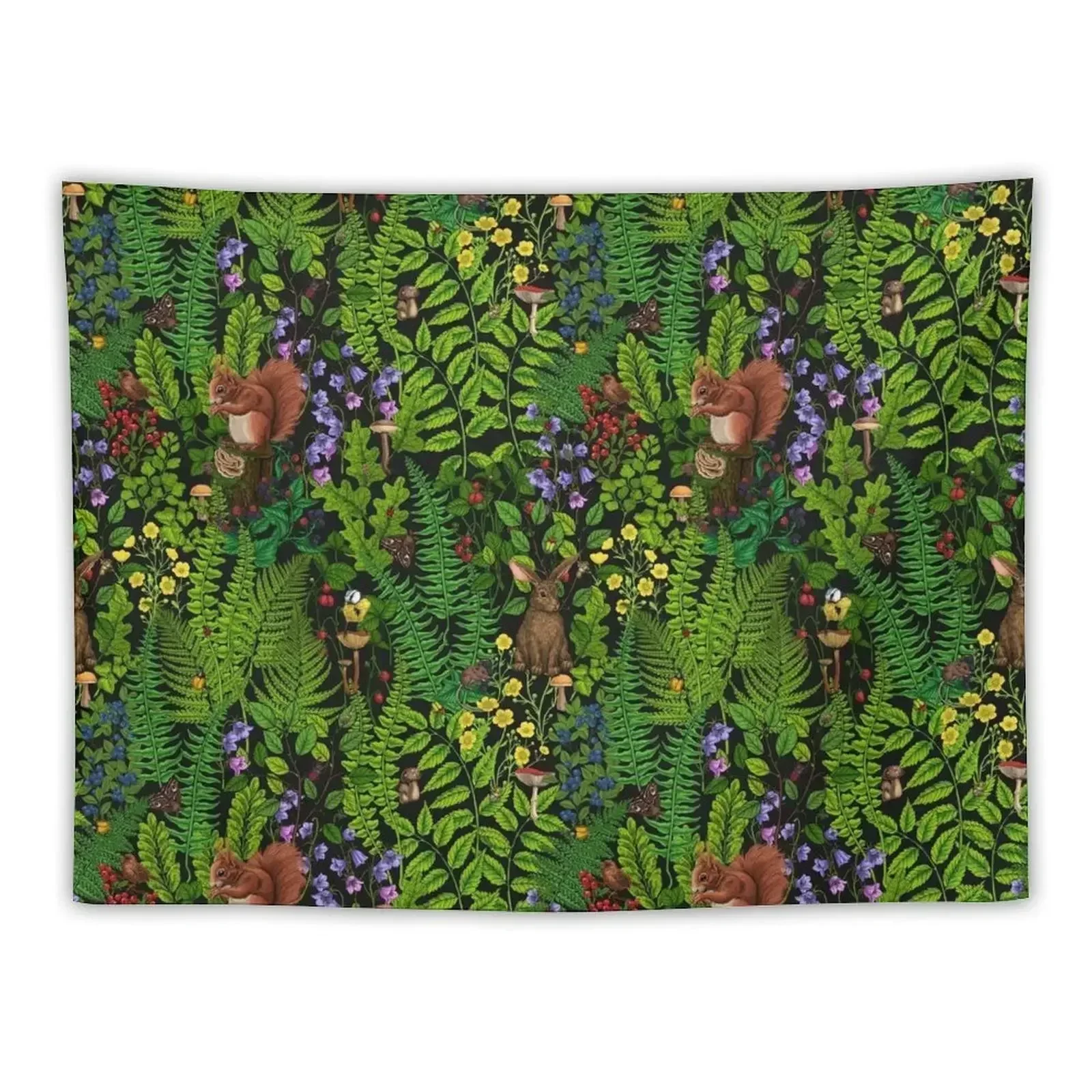 Forest life- squirrel, bird and rabbit Tapestry Aesthetic Room Decoration Aesthetic Room Decor Tapestry