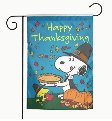 Garden Flag 12x18in Snoopy Happy Thanksgiving Double sided Polyester