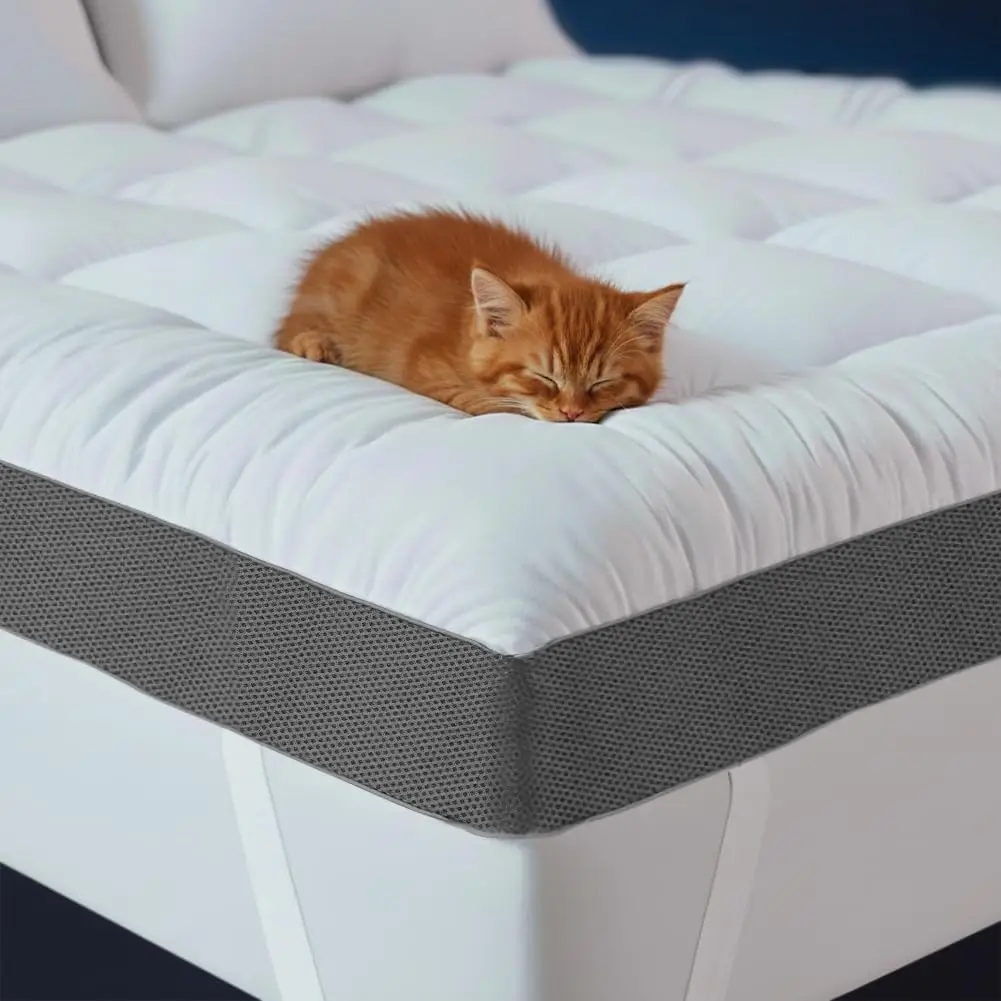 

Наматрасник Queen-размера 4 дюйма с охлаждающим хлопковым слоем Pillow Top, 2000 GSM, из измельченной пены с эффектом памяти для облегчения боли в спине, с нескользящим дном