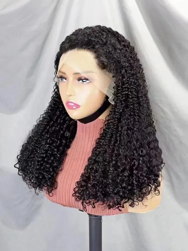 300% Density Pixie Curly Remy Human Hair Wig 13x4 Transparent Lace Frontal 12A Double Drawn Burmese Curly Virgin Hair for Women