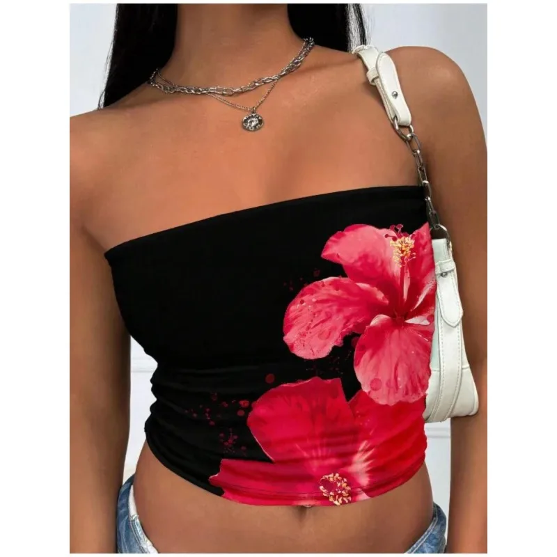 เสื้อกล้ามพิมพ์ลายสีสันสดใสสำหรับผู้หญิงไซส์ใหญ่ เสื้อแขนกุดลำลองทรงหลวม เสื้อกล้ามคอเหลี่ยมลำลองสำหรับผู้หญิง