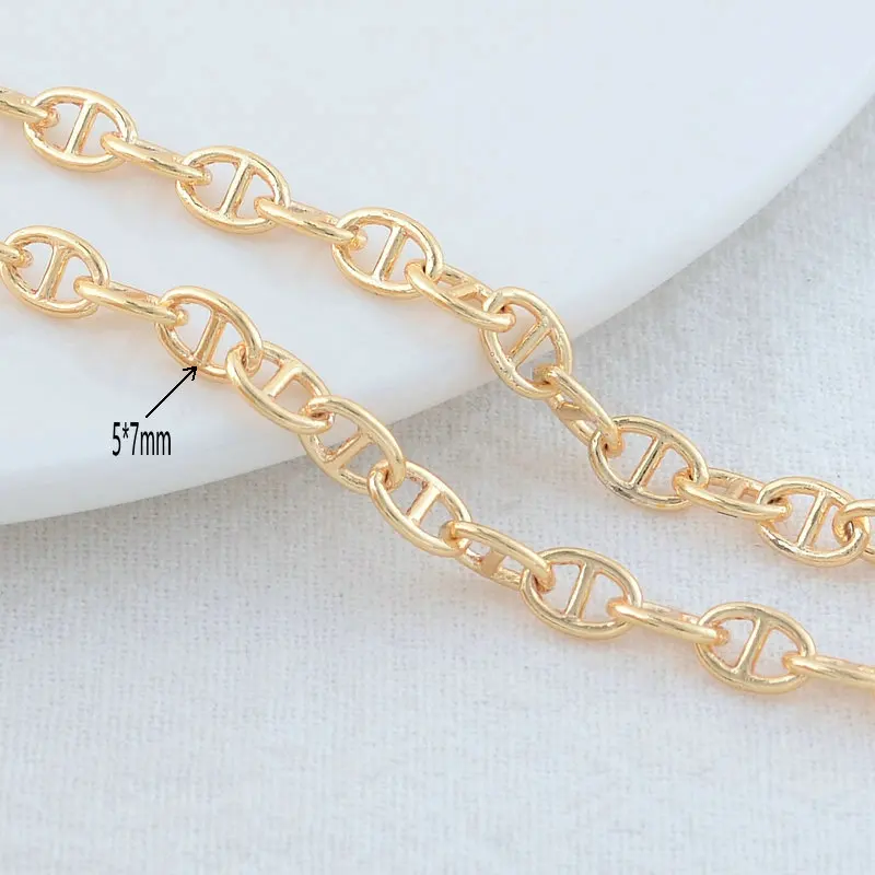 1 Meter 5*7MM 14K Gold Color Plated Brass Oval Chain For Jewelry Making DIY Necklace Bracelets Chain Jewelry Making Supplies