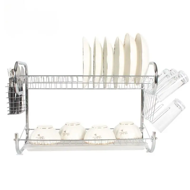 Kitchen Countertop Bowl Rack Drain Rack with Cup 2tier Dish Organizer with Draining Shelf Multipurpose Dish drying Rack