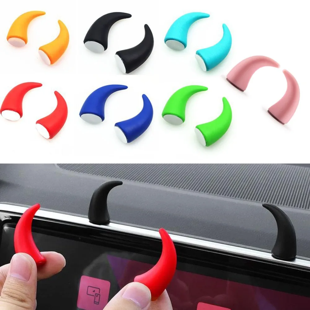 2pcs Small Steering Wheel Decoration New PVC Devil's Corner Cow Horn Ornament Car Dashboard Ornaments