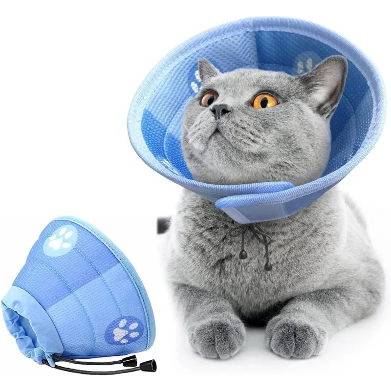 Adjustable Cat Cone Collar Soft Cute Cats Recovery Collar Protective Pet After Surgery Lightweight Elizabethan Collars for Pet